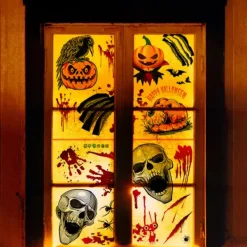 Halloween Dekorationer Fönsterdekorationer, Halloween fönsterdekorationer inomhus, skolans hemkontorsfesttillbehör, 3><noscript><img width=