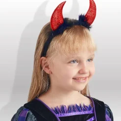 Halloween Djävulshorn Hårband Demonhorn Huvudbonad Röda Djävulshorn Röd Djävulsdräkt Tillbehör för Barn Kvinnor Män Halloweenfest><noscript><img width=