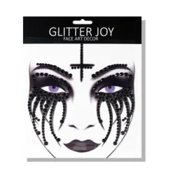 Fashion Hitch Halloween Fake Tatuering Dödskalle Ben Ansikte Konst Smycken Rhinestone Klistermärke> Smink