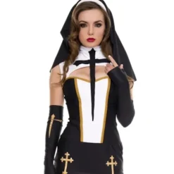 Halloween Fantasia Fancy Dress Kvinnors Nunna Cosplay Kostym Spel Uniform One Size> Dräkter