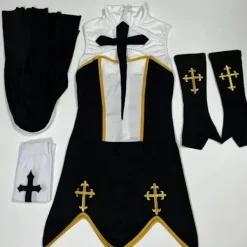 Halloween Fantasia Fancy Dress Kvinnors Nunna Cosplay Kostym Spel Uniform One Size><noscript><img width=