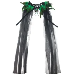 Halloween Fjäder Cape Svart Päls Krage Mesh Cape Midi Kjol Scenkostym Knappar> Huvudbonader