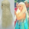 Halloween Game Of Thrones Peruker Kvinnor Blond Lång Lockig För Daenerys Targaryen Khaleesi Cosplay Kostym Peruker> Peruker