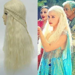 Halloween Game Of Thrones Peruker Kvinnor Blond Lång Lockig För Daenerys Targaryen Khaleesi Cosplay Kostym Peruker> Peruker