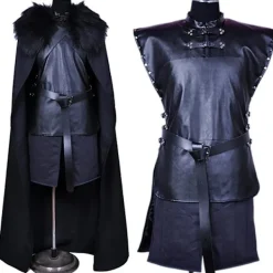ESTONE Halloween Game of Thrones Jon Cosplay Falsk Pälskrage Kappa Herrkläder Outfit XL> Dräkter