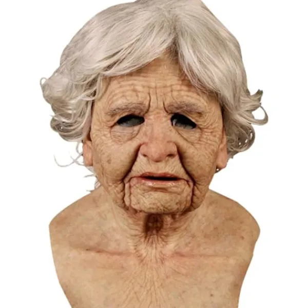 Halloween Gammal Man Huvudbonad, Realistisk Silikonmaskerad Helhuvud Knepig Rekvisita Old Woman> Masker