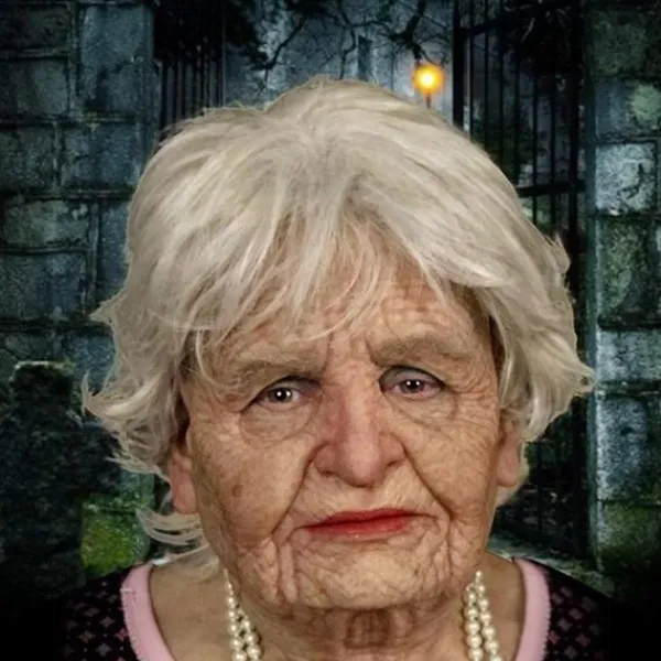 Halloween Gammal Man Huvudbonad, Realistisk Silikonmaskerad Helhuvud Knepig Rekvisita Old Woman> Masker