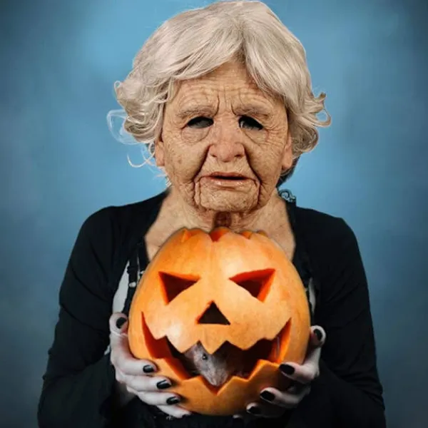 Halloween Gammal Man Huvudbonad, Realistisk Silikonmaskerad Helhuvud Knepig Rekvisita Old Woman> Masker
