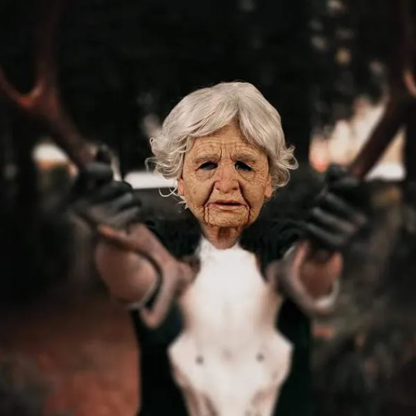 Halloween Gammal Man Huvudbonad, Realistisk Silikonmaskerad Helhuvud Knepig Rekvisita Old Woman> Masker