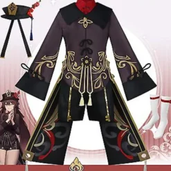 Halloween Genshin Impact Cosplay Uniform Kostymset med Hatt Anime Film Hu Tao (M).i><noscript><img width=