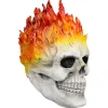 Halloween Ghost Rider Flame Skull Mask, Horror Ghost Full Face Latex Cosplay Kostymrekvisita> Masker