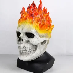 Halloween Ghost Rider Flame Skull Mask, Horror Ghost Full Face Latex Cosplay Kostymrekvisita><noscript><img width=