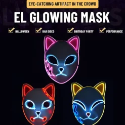 Halloween Glödande Katt Mask LED Lady Demon Slayer> Masker
