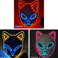 Halloween Glödande Katt Mask LED Lady Demon Slayer> Masker