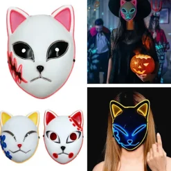 Halloween Glödande Katt Mask LED Lady Demon Slayer><noscript><img width=