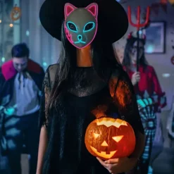 Halloween Glödande Katt Mask LED Lady Demon Slayer><noscript><img width=