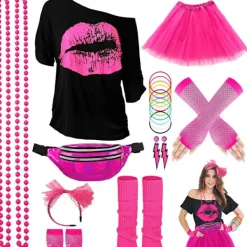 EURL Halloween Glow Party Set med Neonhalsband, Silikonarmband, Kjol och Laser Sport Midjeväska M> Dräkter