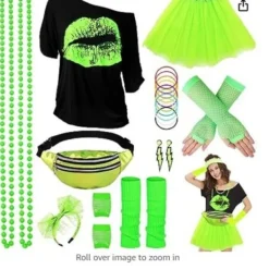 EURL Halloween Glow Party Set med Neonhalsband, Silikonarmband, Kjol och Laser Sport Midjeväska M><noscript><img width=