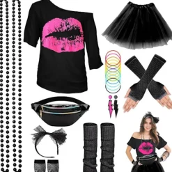 EURL Halloween Glow Party Set med Neonhalsband, Silikonarmband, Kjol och Laser Sport Midjeväska XL><noscript><img width=