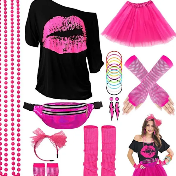 EURL Halloween Glow Party Set med Neonhalsband, Silikonarmband, Kjol och Laser Sport Midjeväska L> Dräkter