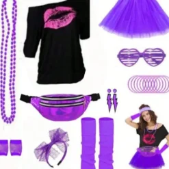 EURL Halloween Glow Party Set med Neonhalsband, Silikonarmband, Kjol och Laser Sport Midjeväska L><noscript><img width=