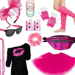 EURL Halloween Glow Party Set med Neonhalsband, Silikonarmband, Kjol och Laser Sport Midjeväska L><noscript><img width=