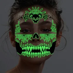 Halloween Glow-in-the-Dark Ansiktsklistermärken><noscript><img width=