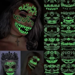 Halloween Glow-in-the-Dark Ansiktsklistermärken><noscript><img width=