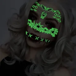 Halloween Glow-in-the-Dark Ansiktsklistermärken Tillfälliga Vattenöverföringsklistermärken> Smink