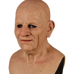 Halloween Gubbmask, Den äldre Gubben Huvudbonader Realistisk Silikonmaskerad Helhuvud Knepig rekvisit Bald Head> Masker