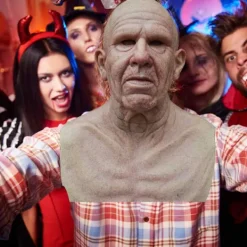 Halloween Gubbmask, Den äldre Gubben Huvudbonad Realistisk Silikonmaskerad Helhuvud Knepig rekvisita><noscript><img width=