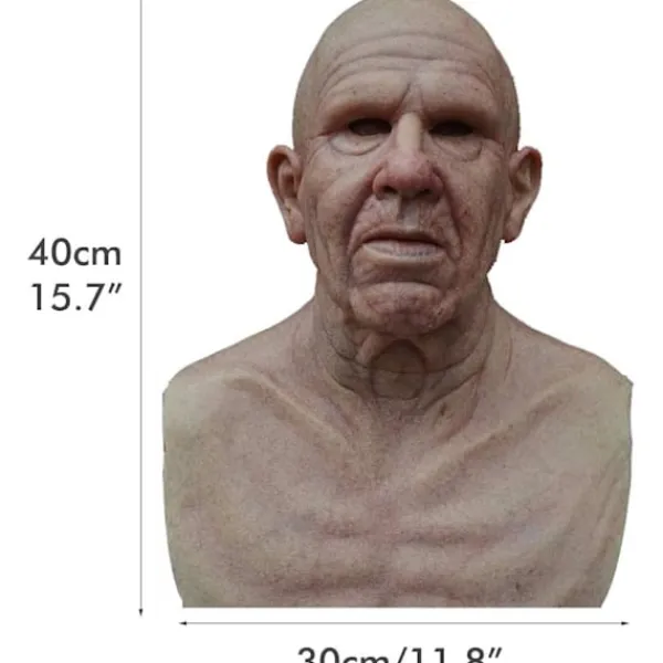 Halloween Gubbmask, Den äldre Gubben Huvudbonader Realistisk Silikonmaskerad Helhuvud Knepig rekvisit> Masker