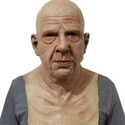 Halloween Gubbmask, Den äldre Gubben Huvudbonader Realistisk Silikonmaskerad Helhuvud Knepig rekvisit><noscript><img width=