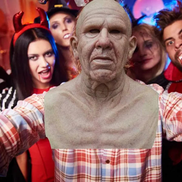 Halloween Gubbmask, Den äldre Gubben Huvudbonader Realistisk Silikonmaskerad Helhuvud Knepig rekvisit> Masker