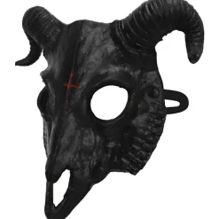 Halloween Halv ansiktsmask Skrämmande Djurmask, Karneval Demon Mask Hörndjävul> Masker