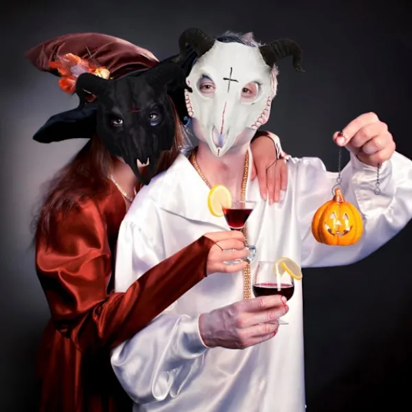 Halloween Halv ansiktsmask Skrämmande Djurmask, Karneval Demon Mask Hörndjävul> Masker