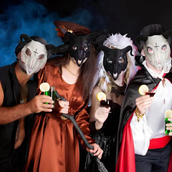 Halloween Halv ansiktsmask Skrämmande Djurmask, Karneval Demon Mask Hörndjävul> Masker