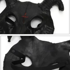 Halloween Halv ansiktsmask Skrämmande Djurmask, Karneval Demon Mask Hörndjävul><noscript><img width=