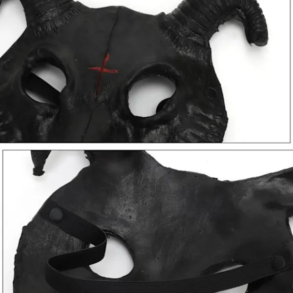Halloween Halv ansiktsmask Skrämmande Djurmask, Karneval Demon Mask Hörndjävul> Masker
