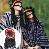 Halloween Hat Reggae Hat Jamaican Woolen Knitting Hat with Black Dreadlocks Wig Ethnic Style Reggae Beret for Halloween Costume> Huvudbonader