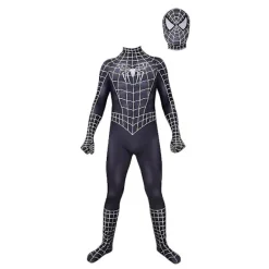 Halloween Herr Svart Remy Spiderman Cosplay Kostym Venom Symbiote Remy Dräkt Zentai Kroppsdräkt Vuxen Huva Avtagbar XS><noscript><img width=
