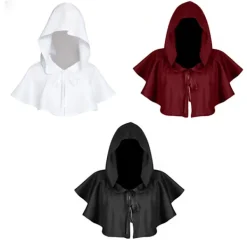 Halloween Huva Cape Sjal Polyester Medeltida Cowl Hat Foto Prop><noscript><img width=