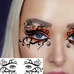 Halloween Häxöga Smink Temporära Tatueringar för Män och Kvinnor, 10-pack Realistiska Falska Ögonvrå Tatueringar, Långvariga Avlånga Ögon><noscript><img width=
