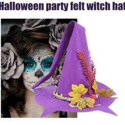 Halloween Häxhatt Filt Hatt Halloween Fest Maskerad Cosplay Kostym Tillbehör Fest Dekor><noscript><img width=