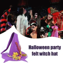 Halloween Häxhatt Filt Hatt Halloween Fest Maskerad Cosplay Kostym Tillbehör Fest Dekor><noscript><img width=