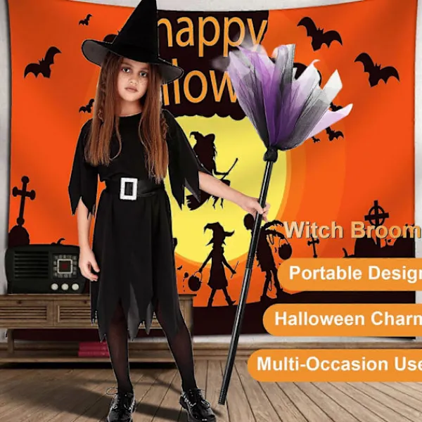 Halloween Häxkvast Trollkarl Cosplay Tillbehör Halloweenfest Rekvisita Realistisk Plastkvast Dekoration för Scenföreställning> Tillbehör