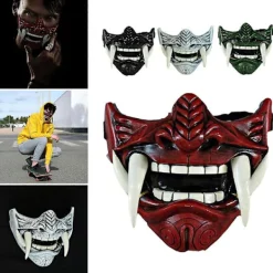 FMYSJ Halloween Japansk Prajna Djävulsmask Hannya Noh Kabuki Demon Oni Samurai Ny (FMY)><noscript><img width=