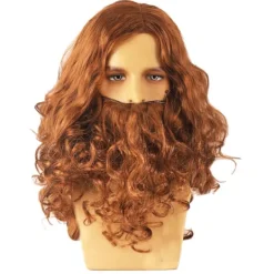 Jettbuying Halloween Jesus Peruk Kostym Rekvisita Lång Lockig Peruk Rolig Brun W One Size><noscript><img width=