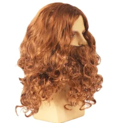 Halloween Jesus Peruk Kostym Rekvisita Lång Lockig Peruk Rolig Brun W One Size><noscript><img width=