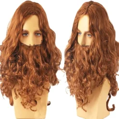 Jettbuying Halloween Jesus Peruk Kostym Rekvisita Lång Lockig Peruk Rolig Brun W One Size> Peruker
